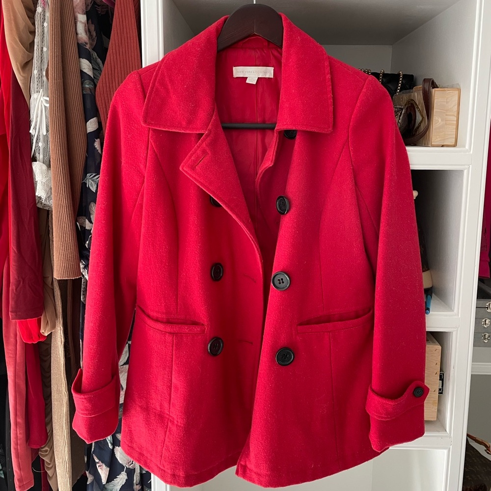 XS. New York & Company - Red Coat , Jacket